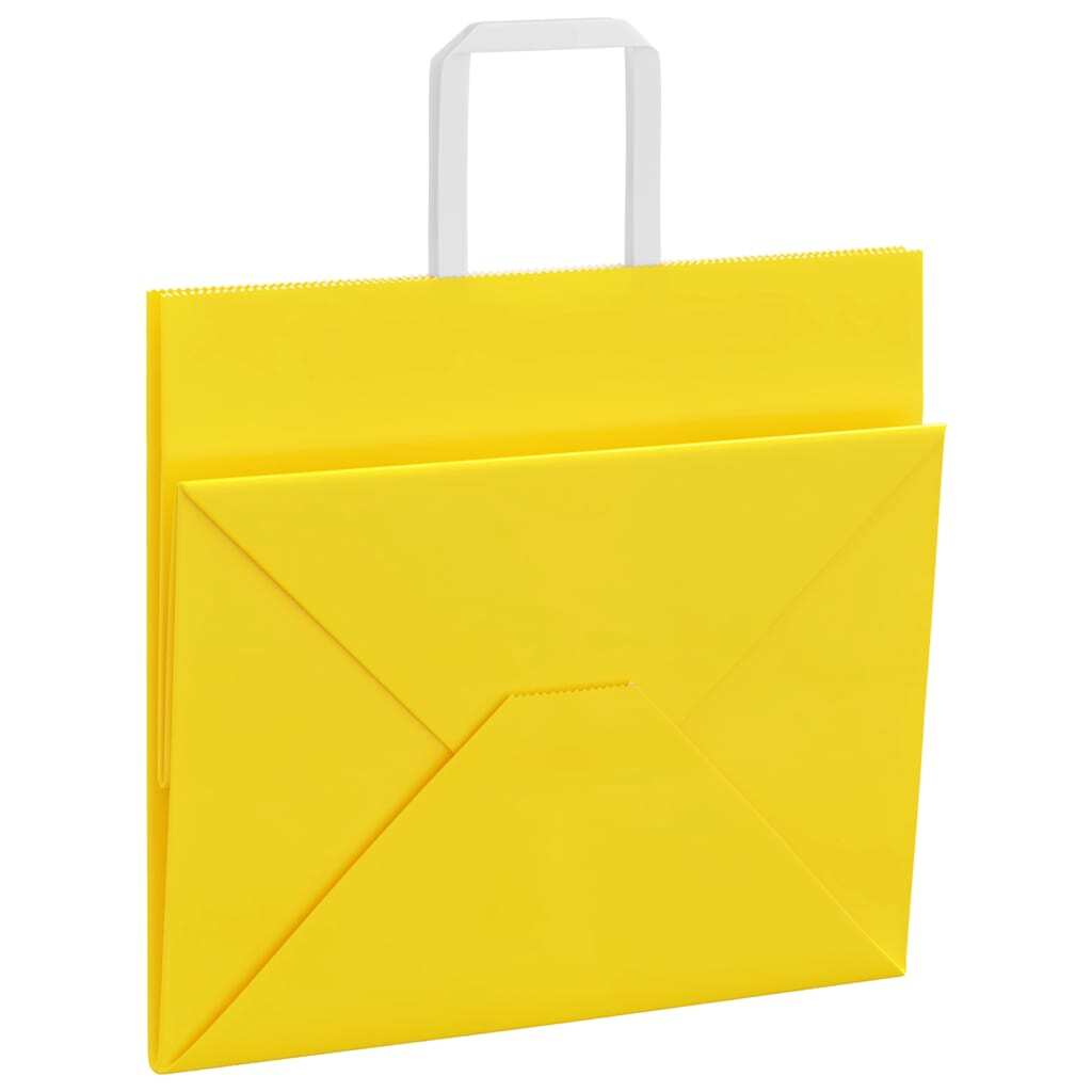 Paper Bags 50 pcs with Handles Yellow 32x22x28 cm