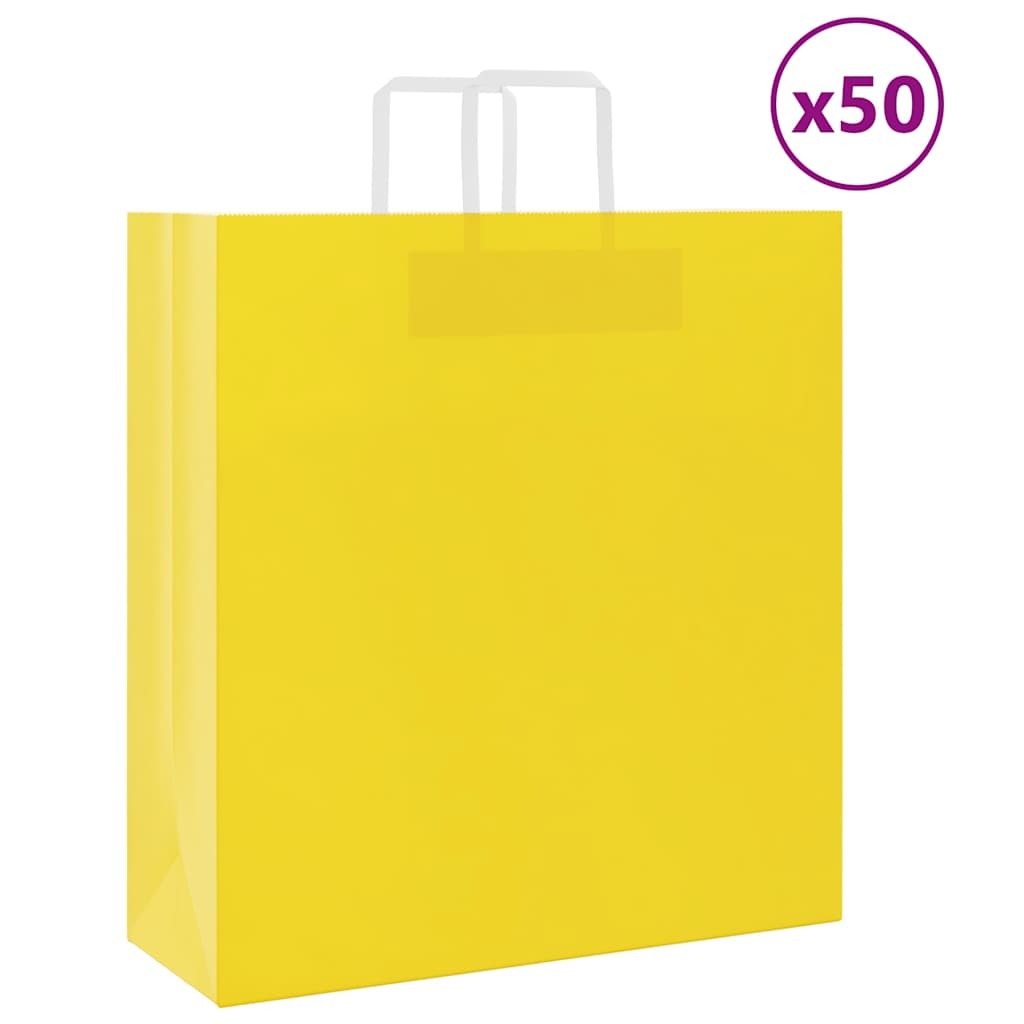 Paper Bags 50 pcs with Handles Yellow 45x17x48 cm