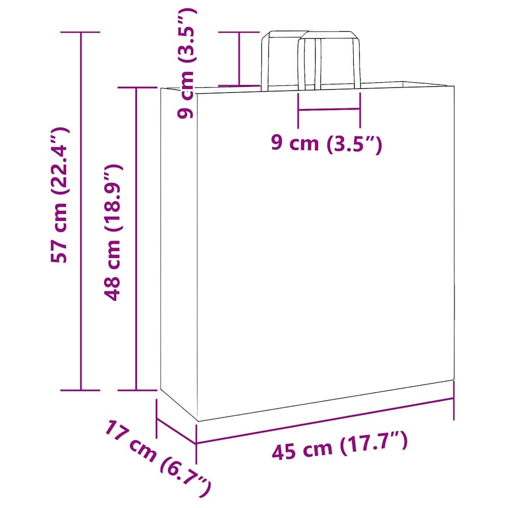 Paper Bags 50 pcs with Handles Yellow 45x17x48 cm