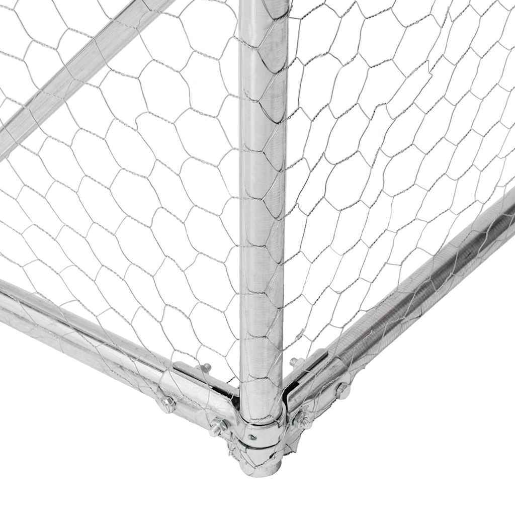 Outdoor Dog Kennel with Cover 2x2x1.5 m Galvanised Steel