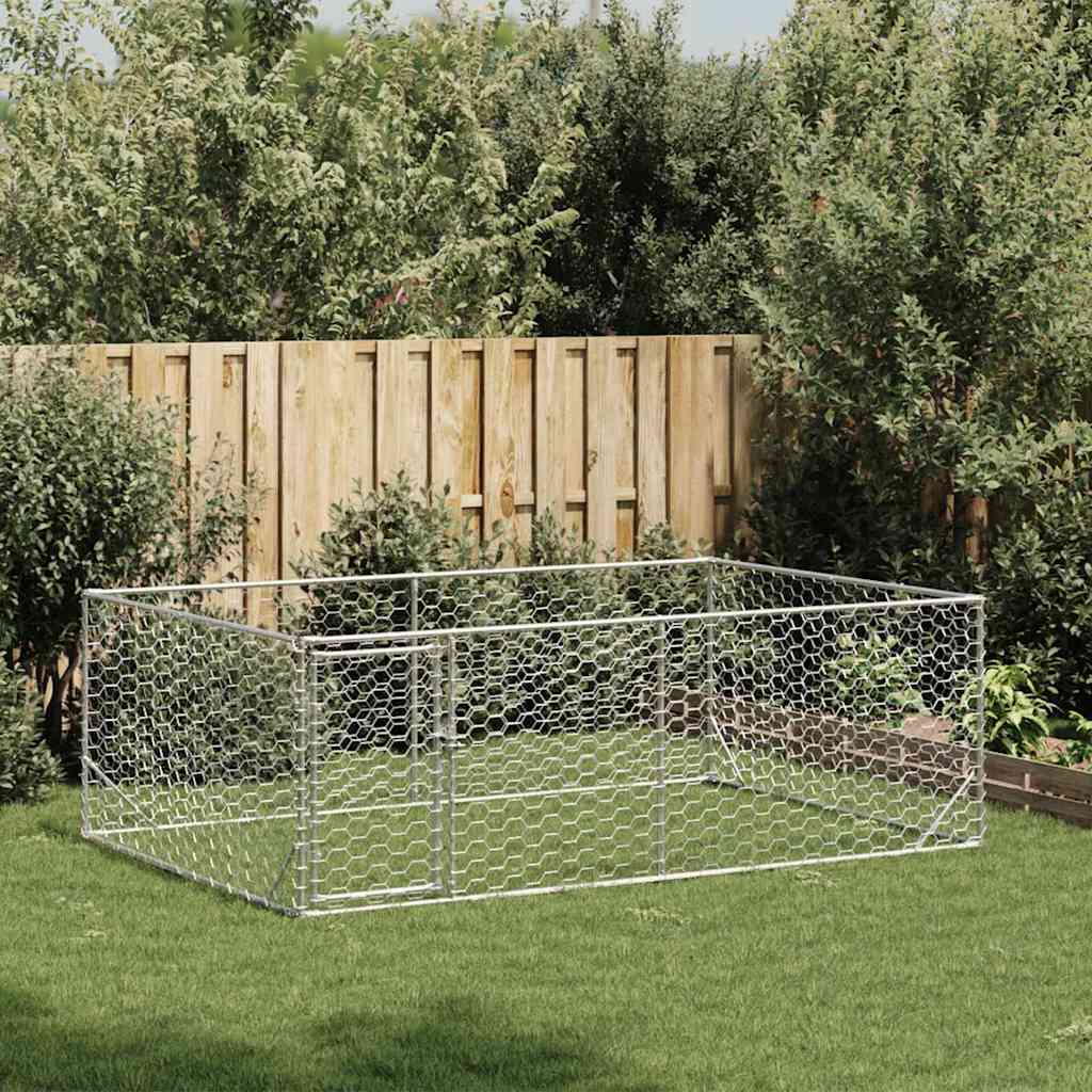 Outdoor Dog Kennel with Door 3x2x1 m Galvanised Steel
