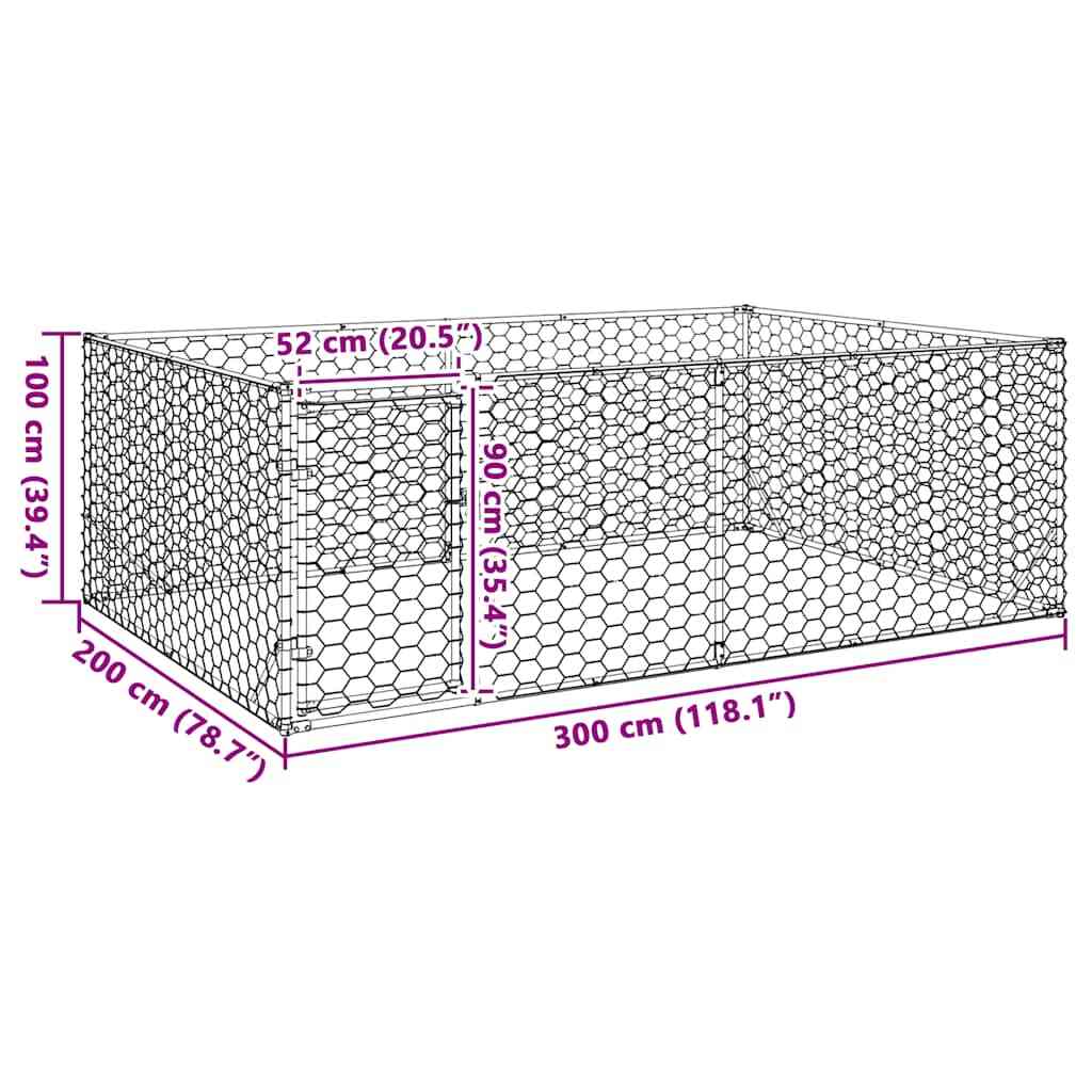 Outdoor Dog Kennel with Door 3x2x1 m Galvanised Steel