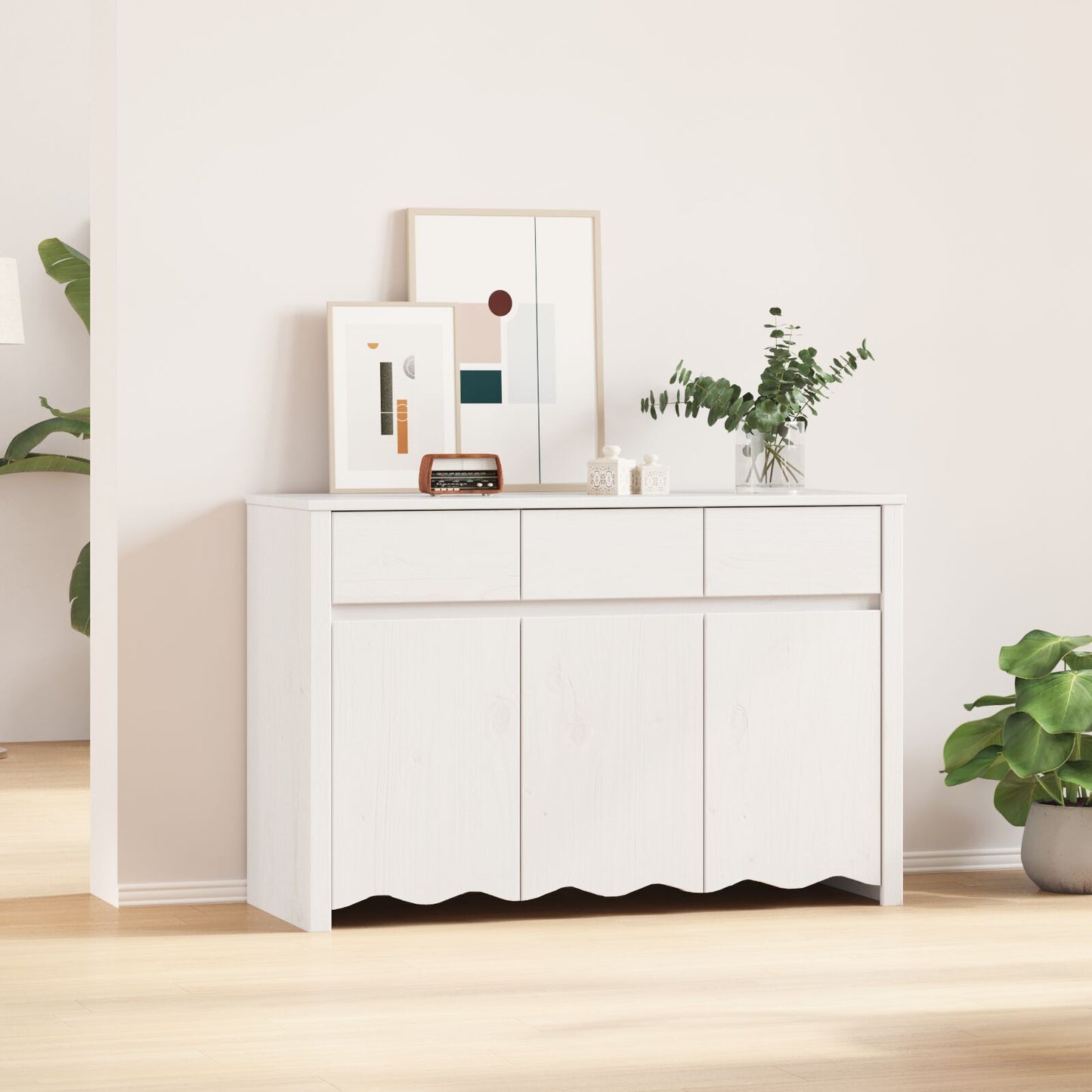 Sideboard Drammen White 114 x 43 x 75.5 cm Solid Pine wood