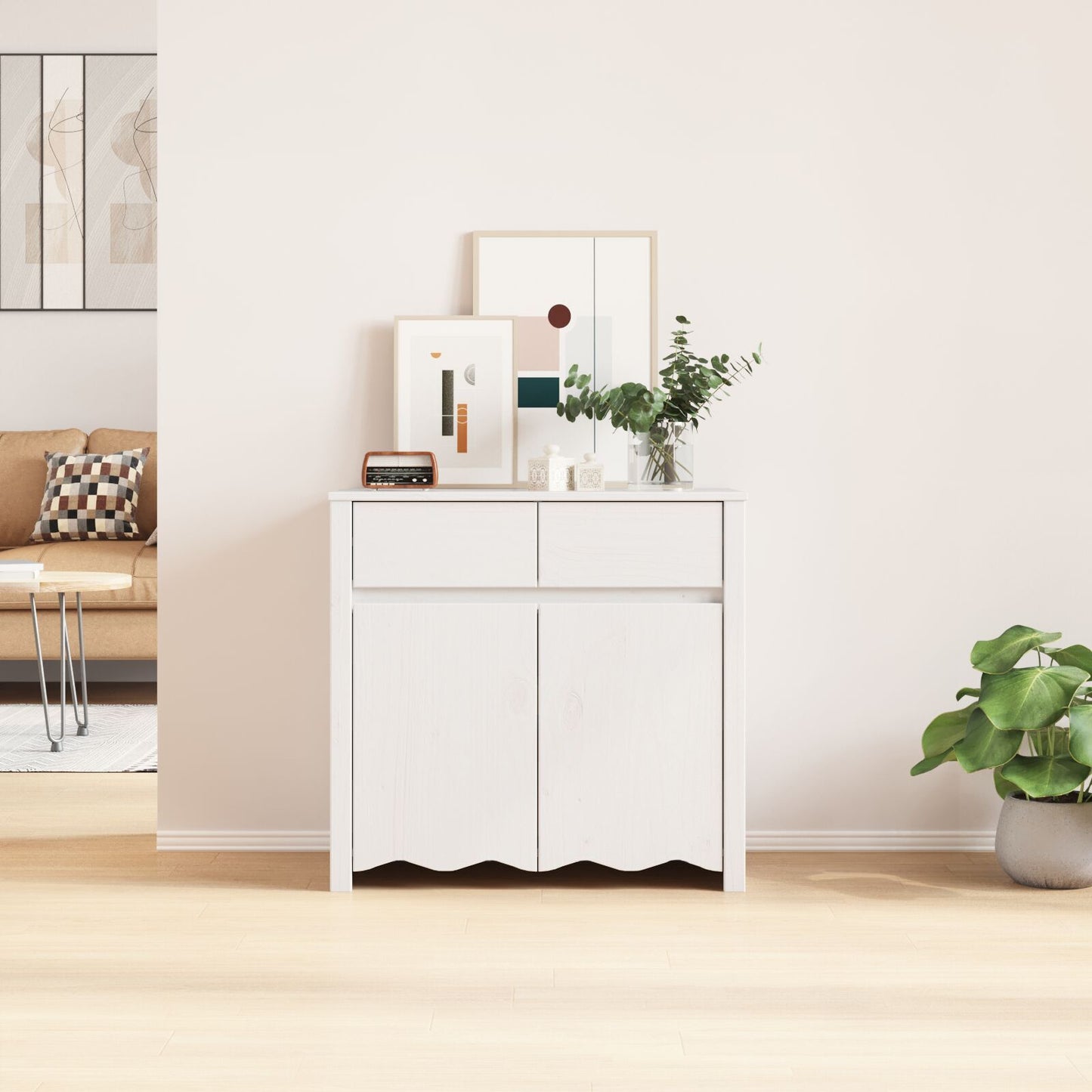 Sideboard Drammen White 79 x 43 x 75.5 cm Solid Pine wood