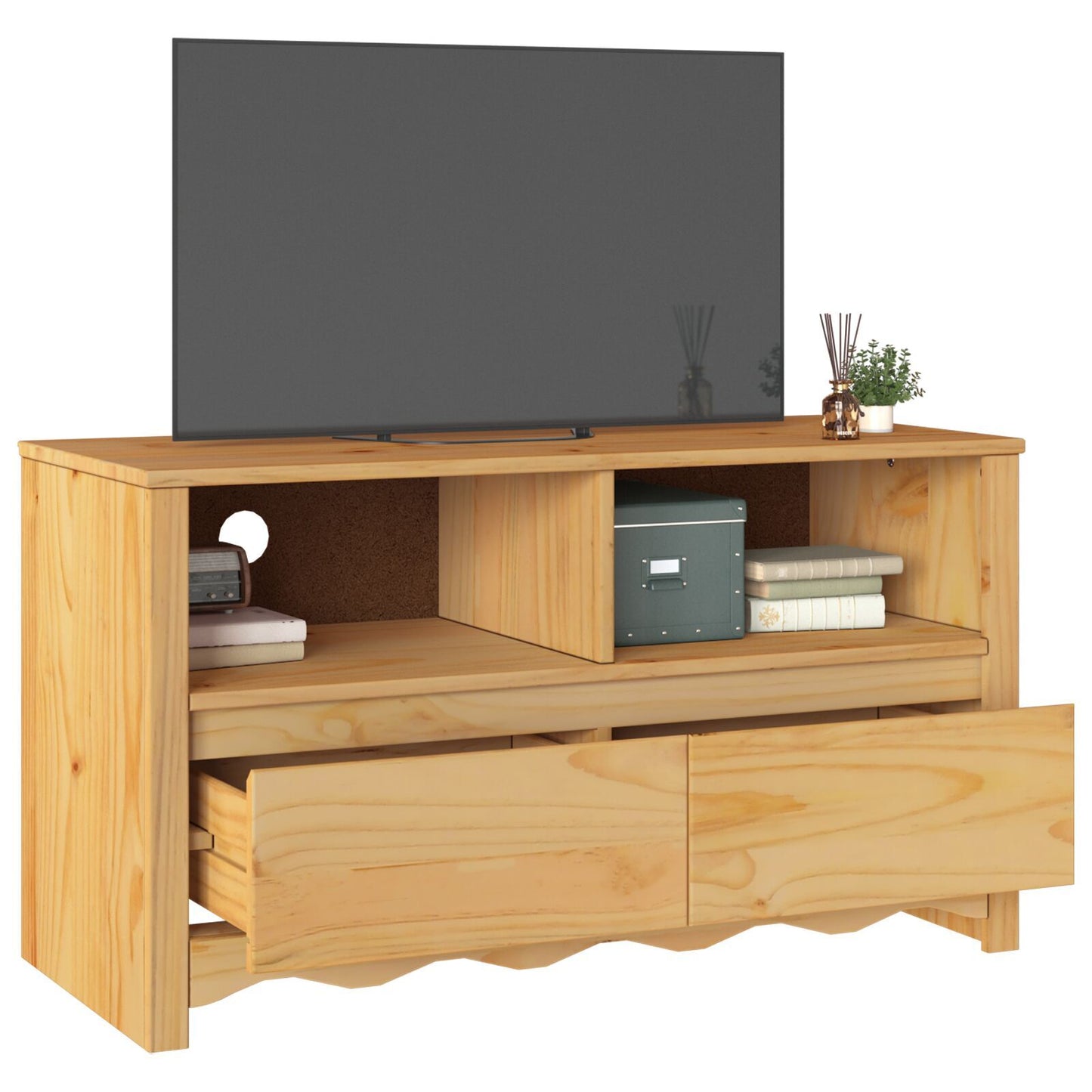TV Cabinet Drammen Brown 99 x 43 x 55 cm Solid Pine wood