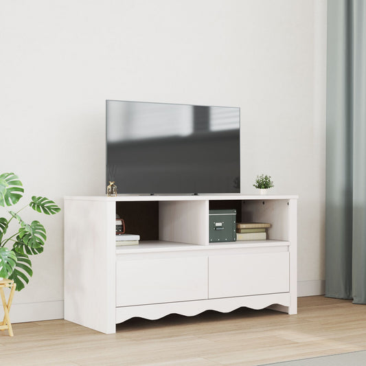 TV Cabinet Drammen White 99 x 43 x 55 cm Solid Pine wood