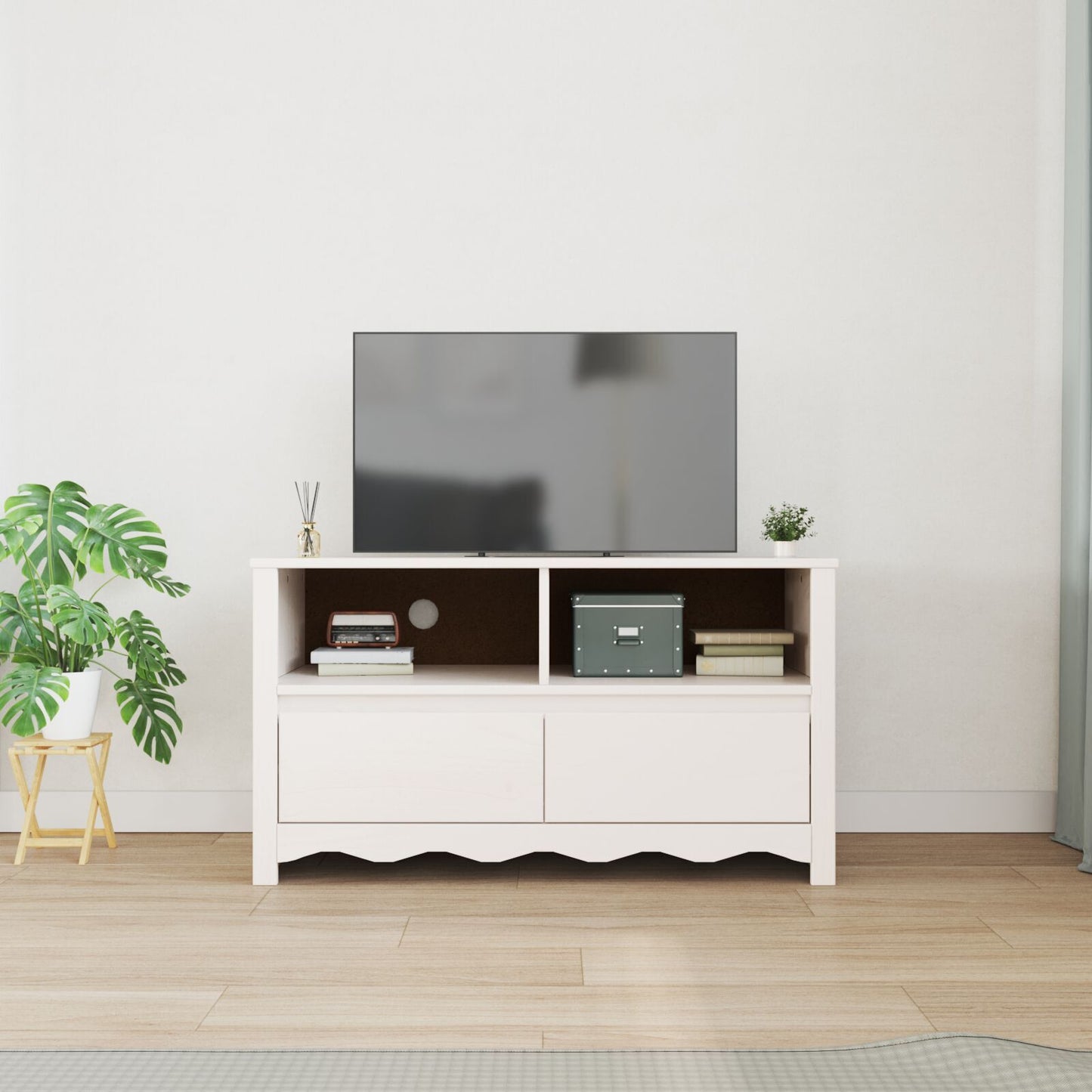 TV Cabinet Drammen White 99 x 43 x 55 cm Solid Pine wood