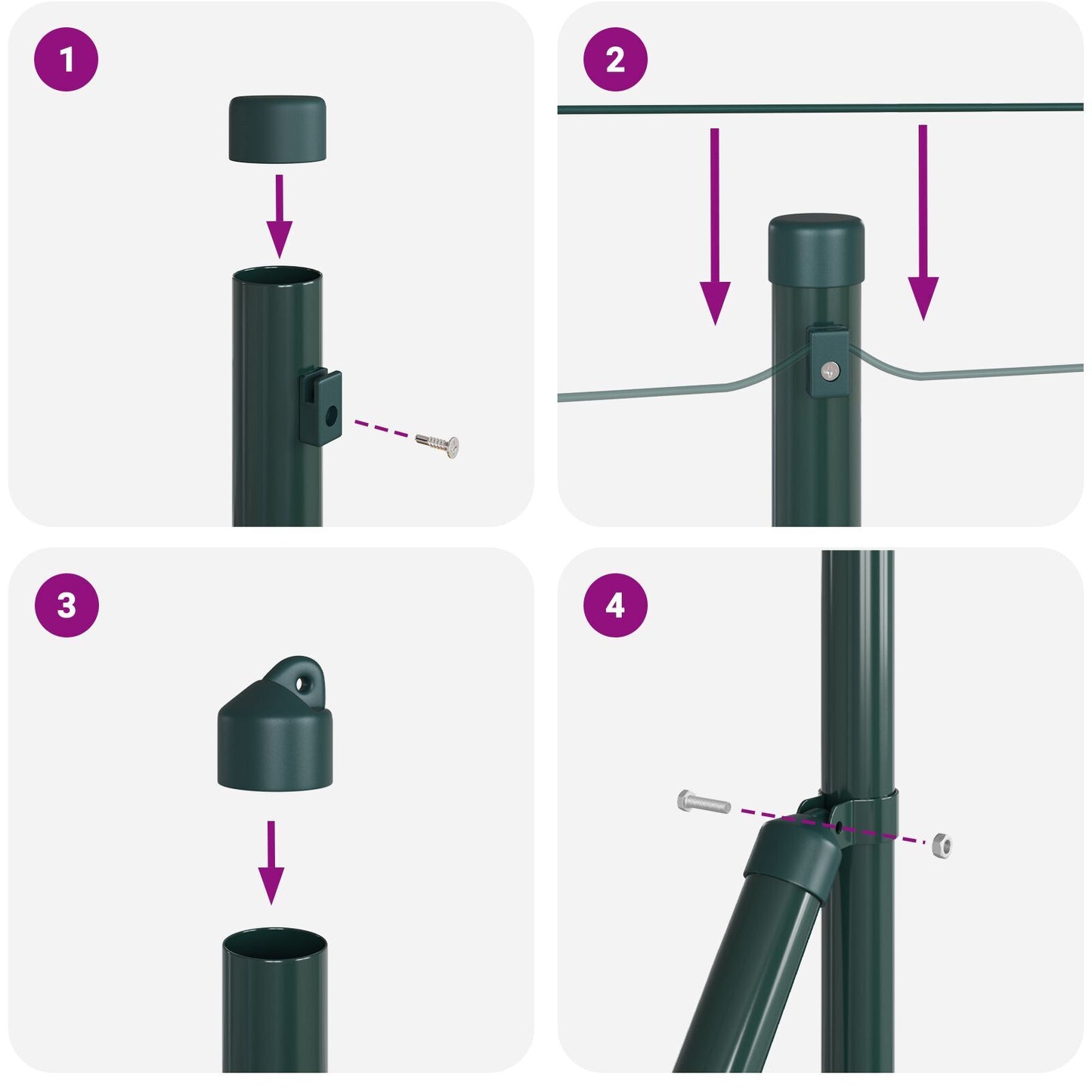 Fence Posts Manual 13 pcs Green 32mm 60 cm Galvanised steel