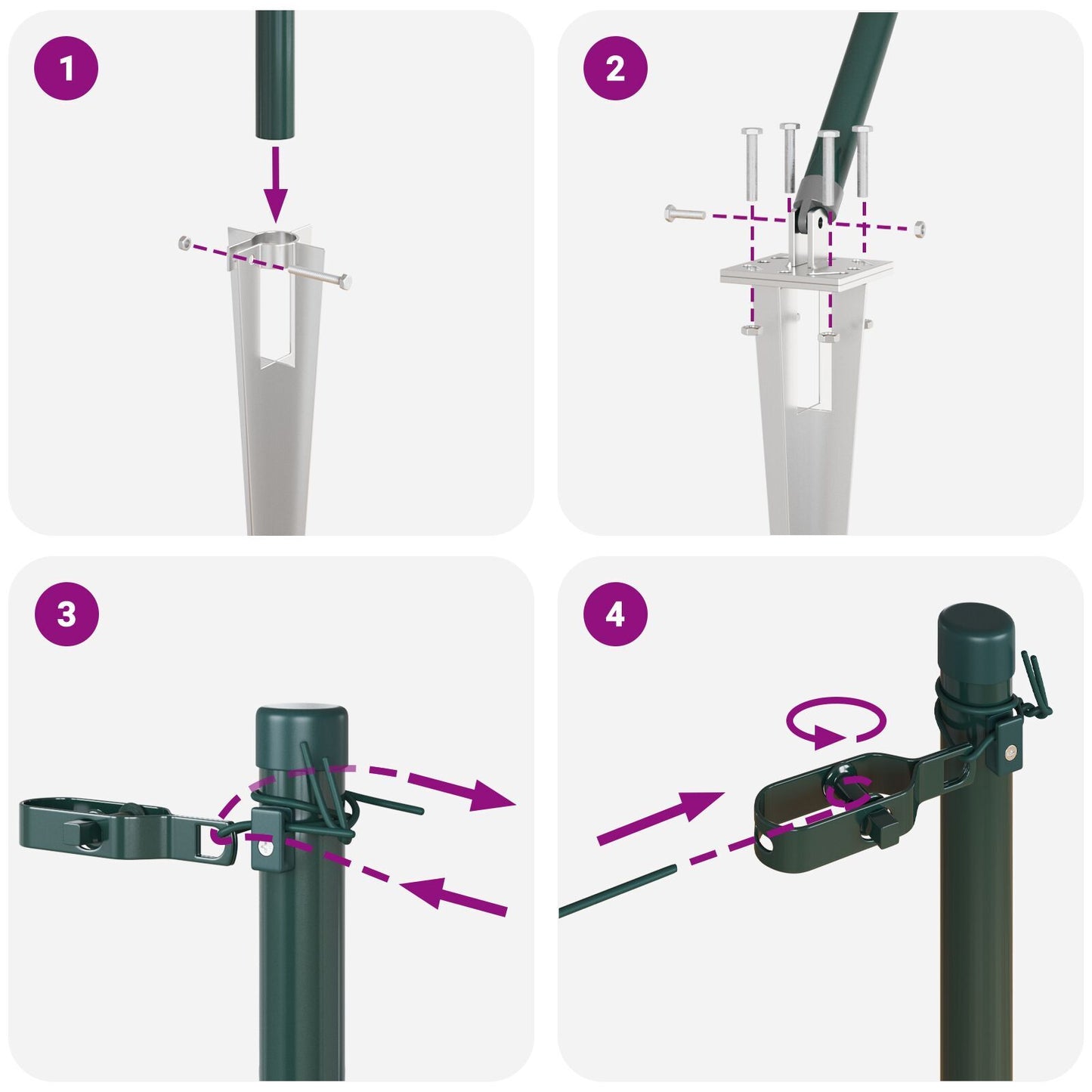 Fence Posts Manual 13 pcs Green 32mm 60 cm Galvanised steel