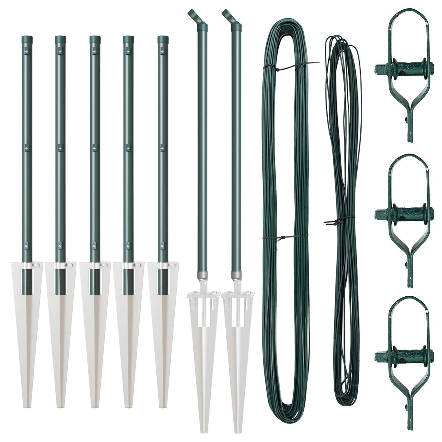 Fence Posts Manual 7 pcs Green 32mm 120 cm Galvanised steel