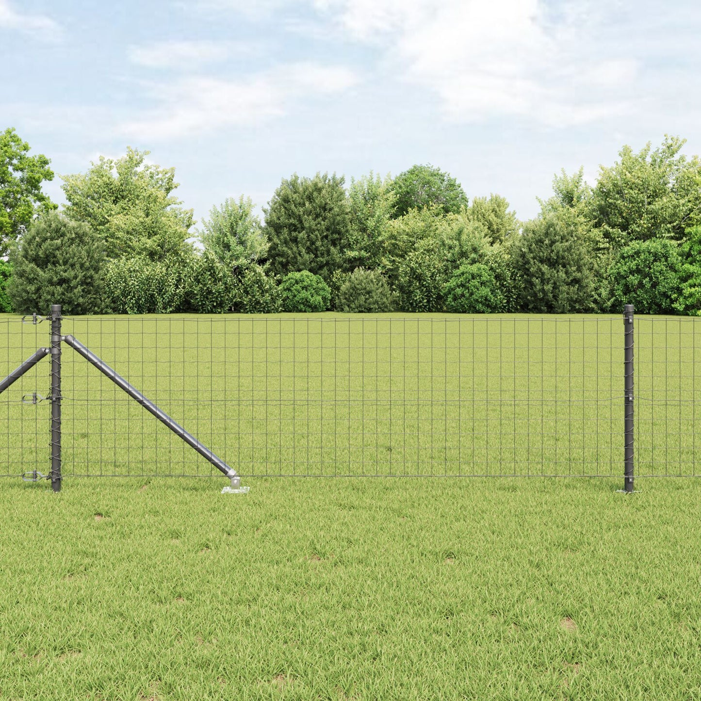 Fence Posts Manual 13 pcs Grey 32mm 80 cm Galvanised steel