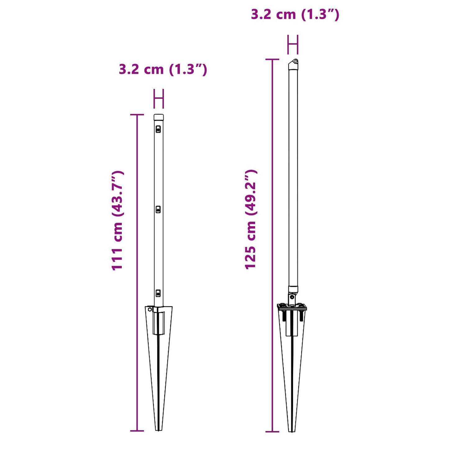 Fence Posts Manual 13 pcs Grey 32mm 80 cm Galvanised steel