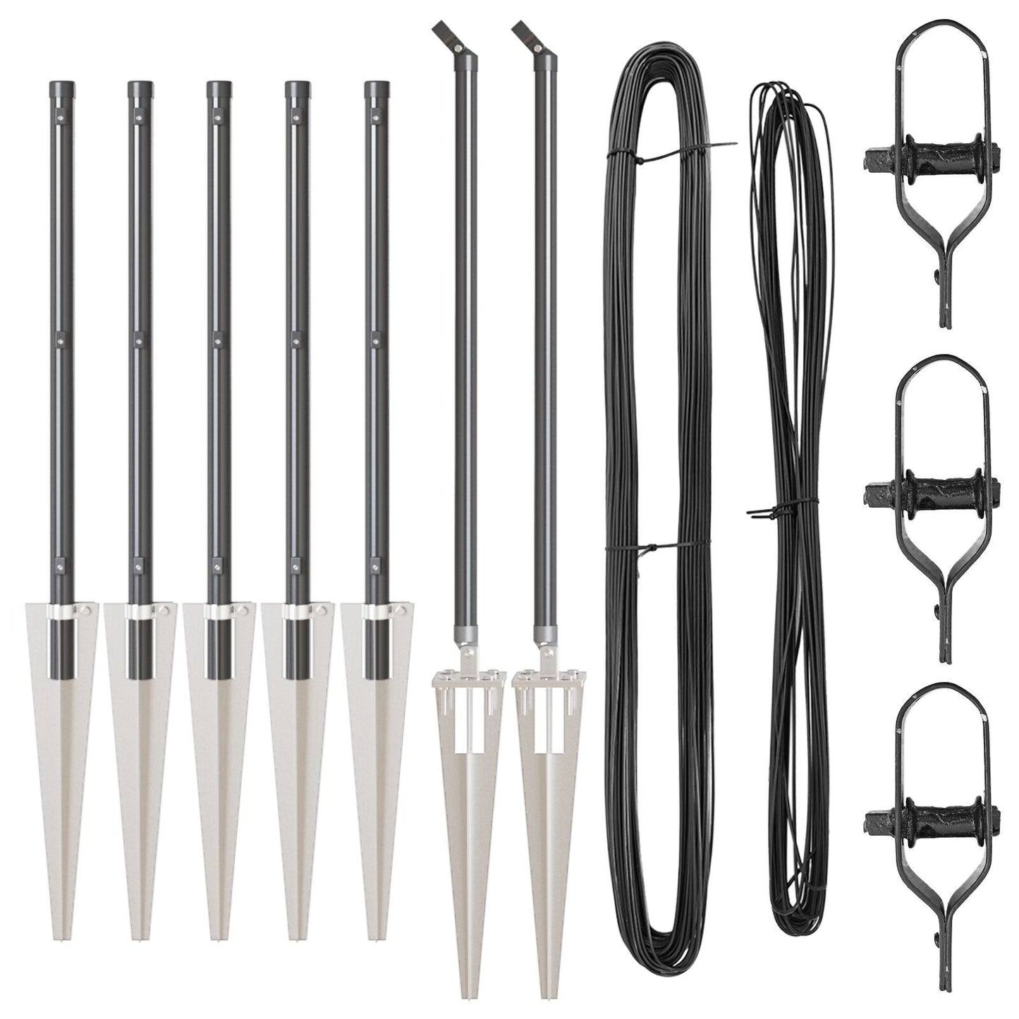 Fence Posts Manual 7 pcs Grey 32mm 120 cm Galvanised steel