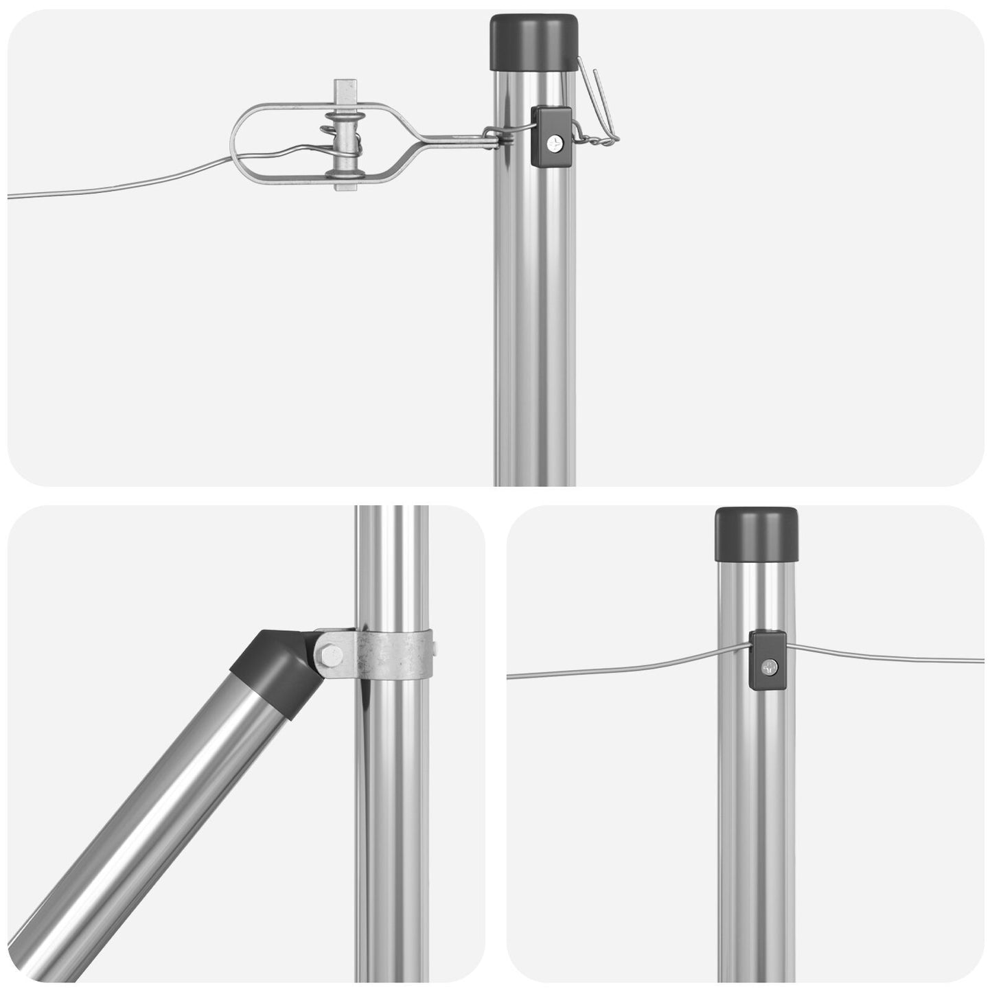 Fence Posts Manual 13 pcs Silver 32mm 60 cm Galvanised steel