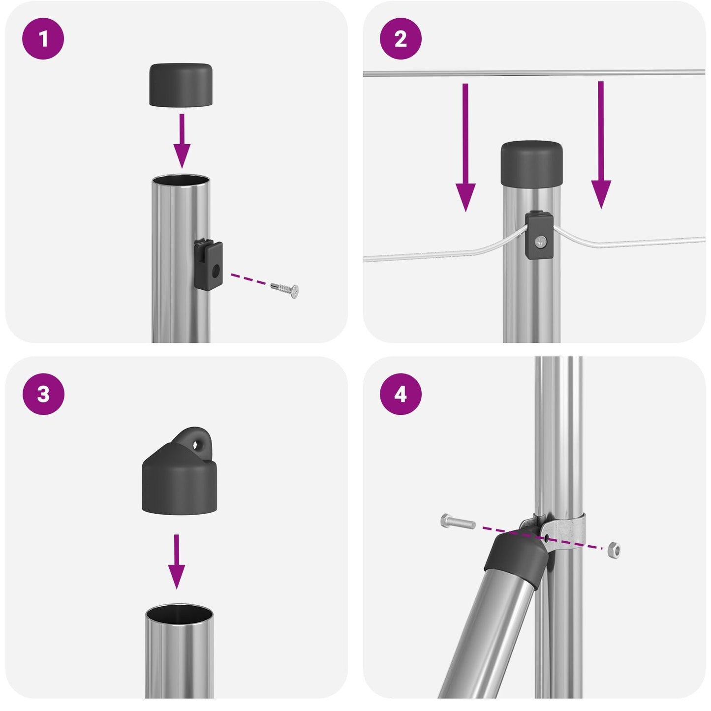 Fence Posts Manual 13 pcs Silver 32mm 60 cm Galvanised steel