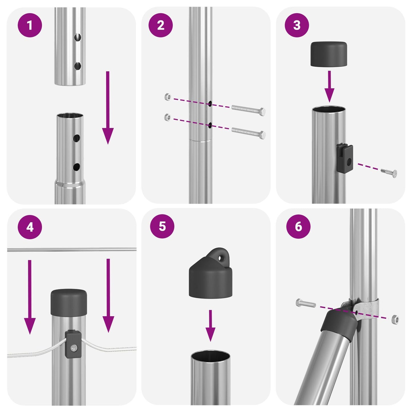 Fence Posts Manual 13 pcs Silver 32mm 160 cm Galvanised steel