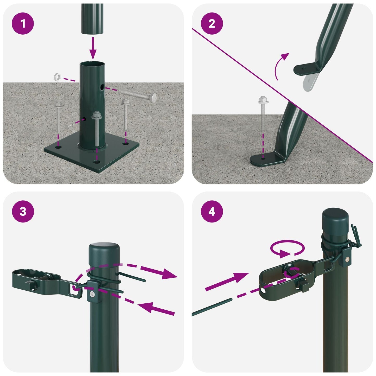 Fence Posts Manual 13 pcs Green 32mm 160 cm Galvanised steel