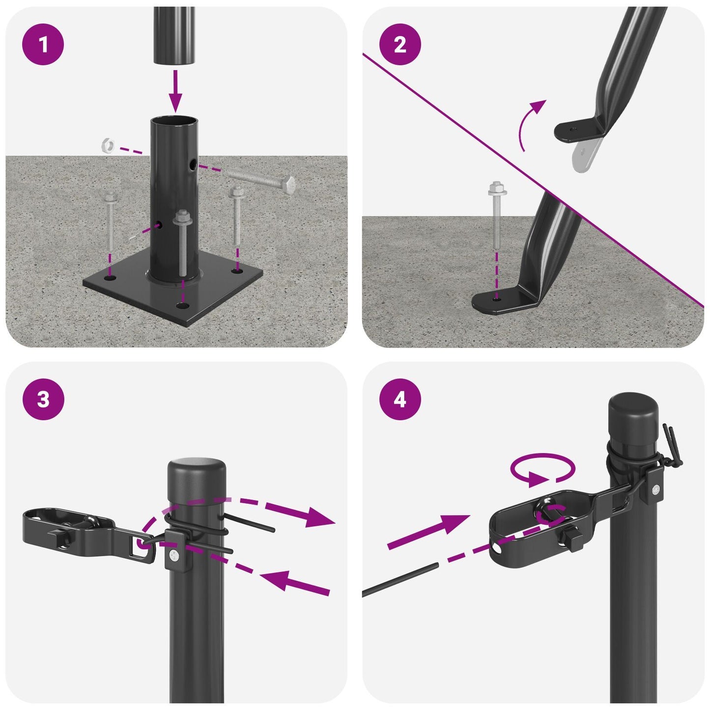 Fence Posts Manual 13 pcs Grey 32mm 170 cm Galvanised steel