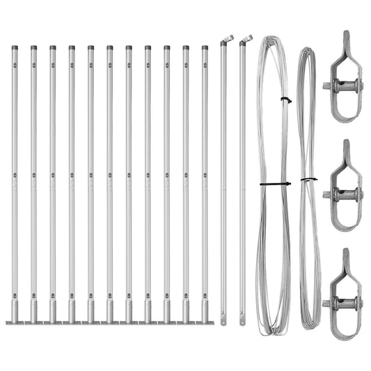 Fence Posts Manual 13 pcs Silver 32mm 170 cm Galvanised steel