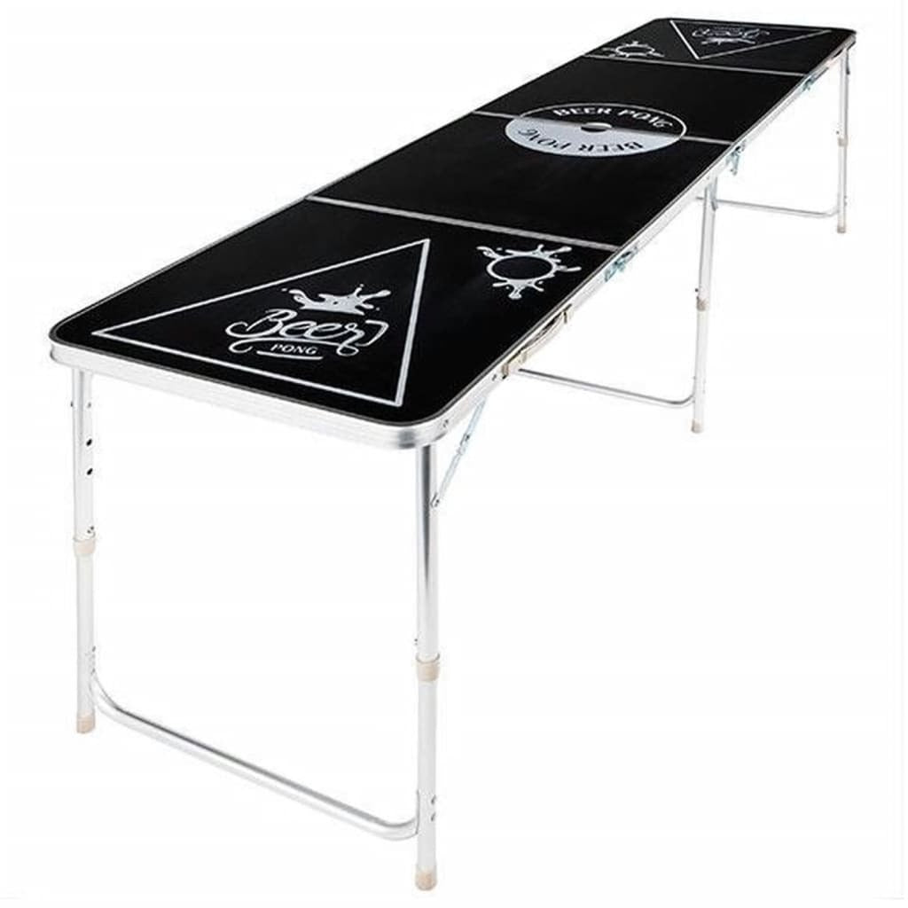 HI Beer Pong Folding Table Height Adjustable Black