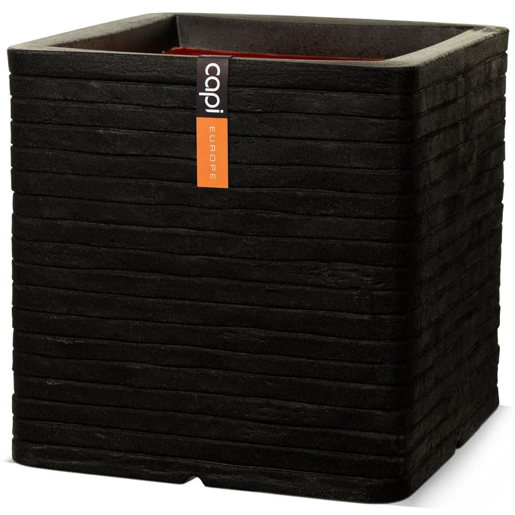 Capi Planter Nature Row Square 40x40 cm Black KBLRO903