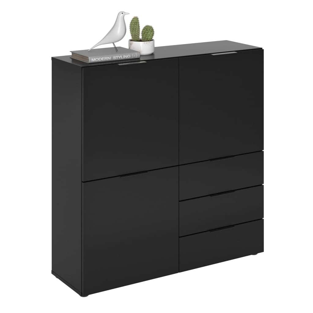 FMD Dresser with 3 Doors and 3 Drawers Black