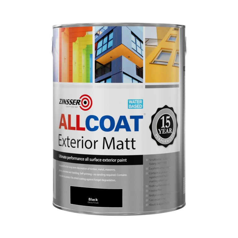 Zinsser Allcoat Exterior Water Based Matt Black 1L