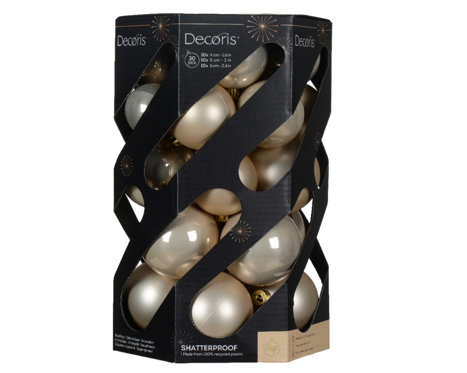 Baubles Polystyrene Pearl Pack 30 Assorted Sizes