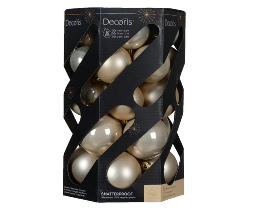 Baubles Polystyrene Pearl Pack 30 Assorted Sizes