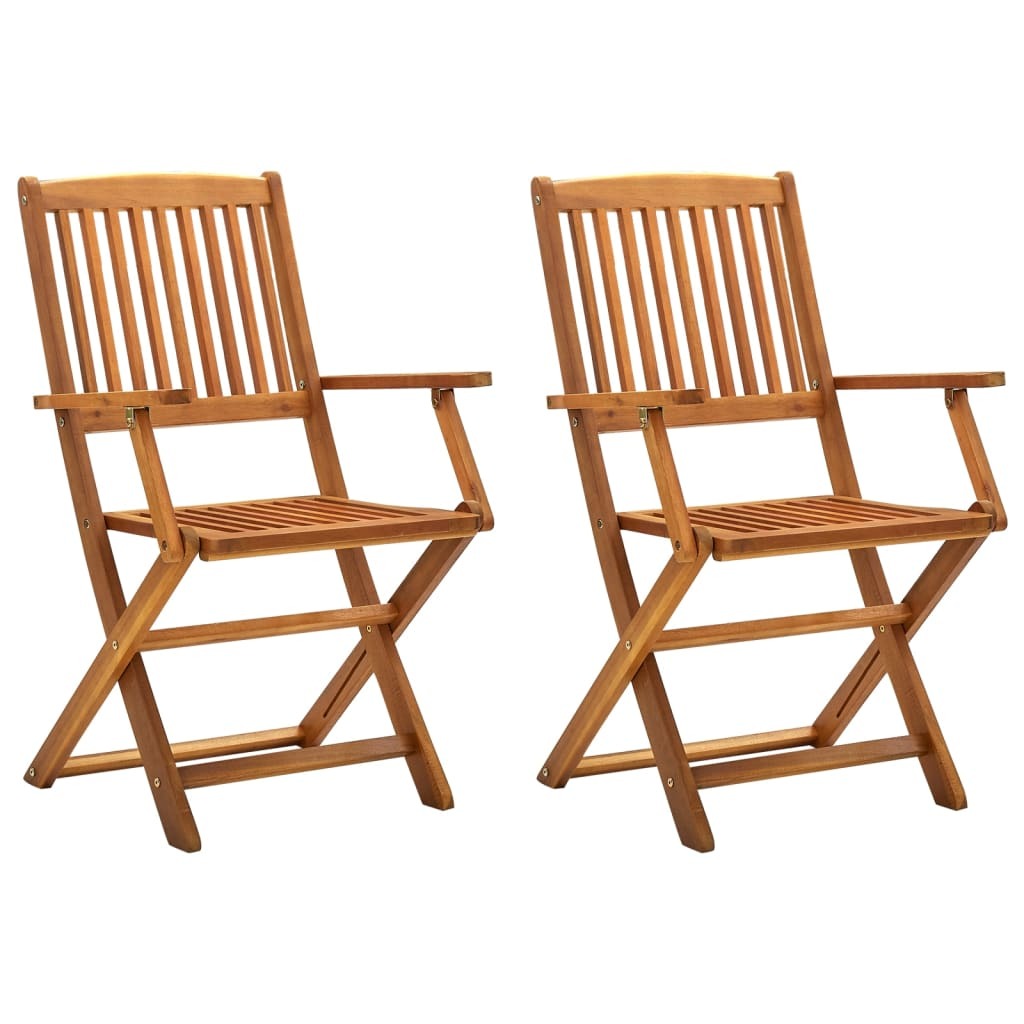Folding Outdoor Chairs 2 pcs Solid Acacia Wood