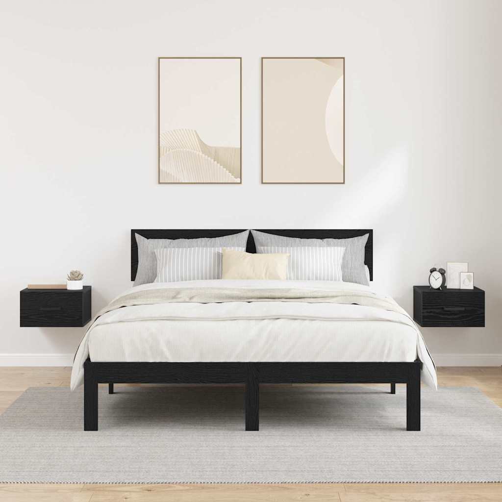 Bedside Cabinet 2 pcs Black oak 35 x 35 x 20 cm Engineered wood