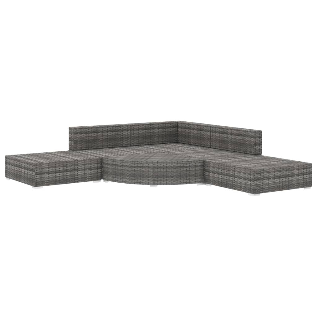6 Piece Garden Lounge Set with Cushions Poly Rattan Grey
