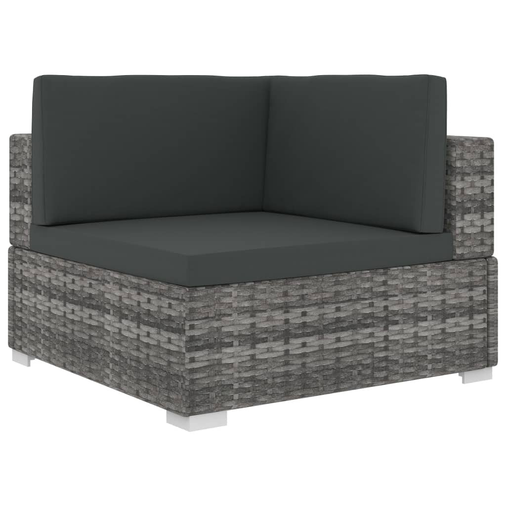 6 Piece Garden Lounge Set with Cushions Poly Rattan Grey