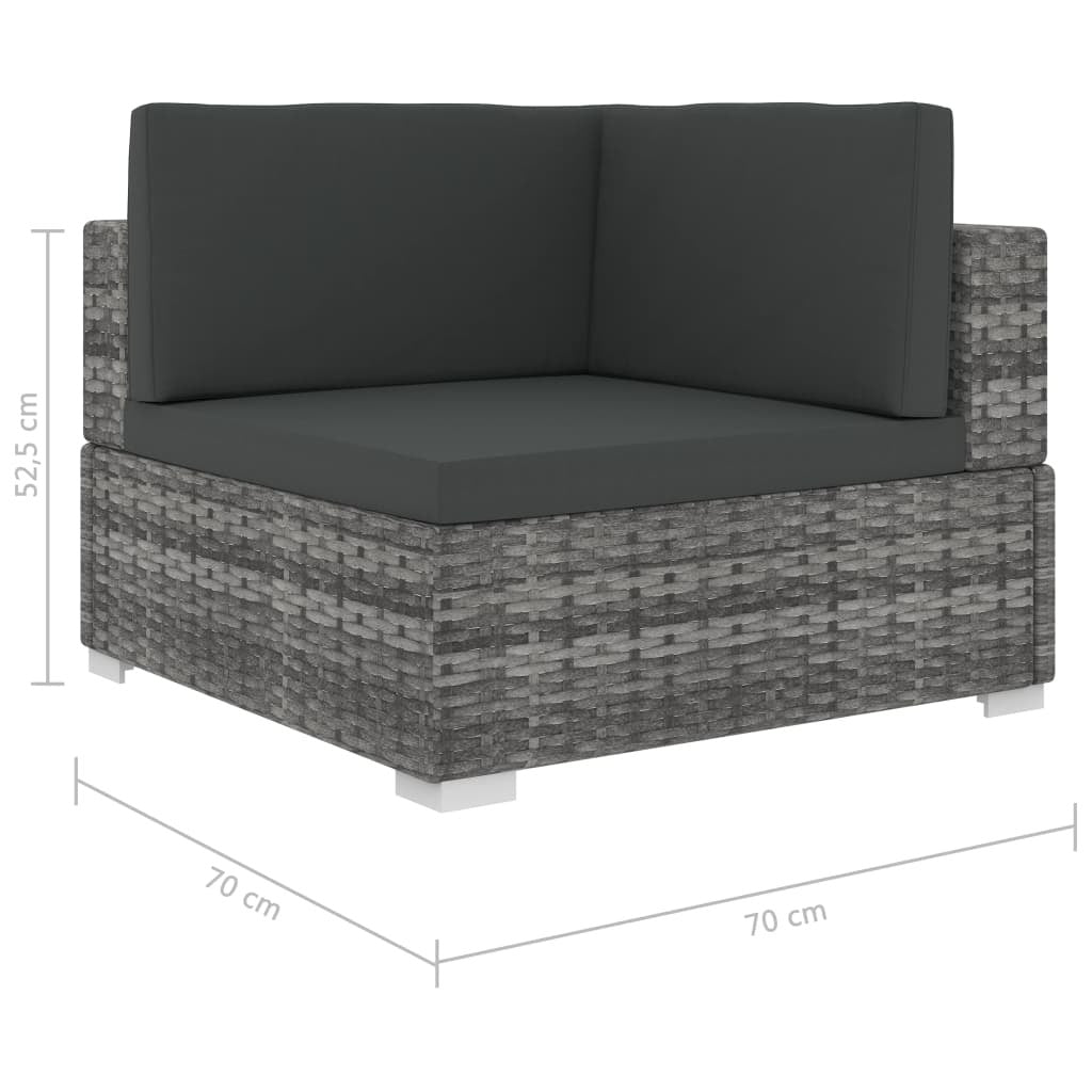6 Piece Garden Lounge Set with Cushions Poly Rattan Grey