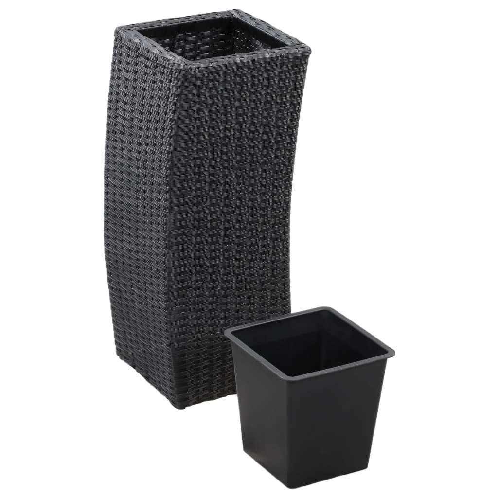 Garden Raised Beds 3 pcs Poly Rattan Black