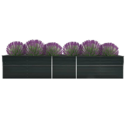 Garden Raised Bed Galvanised Steel 400x80x77 cm Anthracite