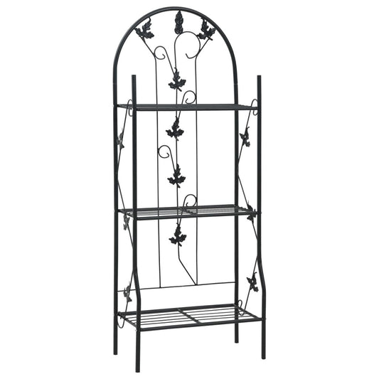 3-Layer Plant Rack Black 52x28x128 cm Iron