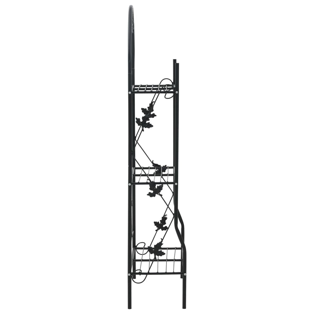 3-Layer Plant Rack Black 52x28x128 cm Iron