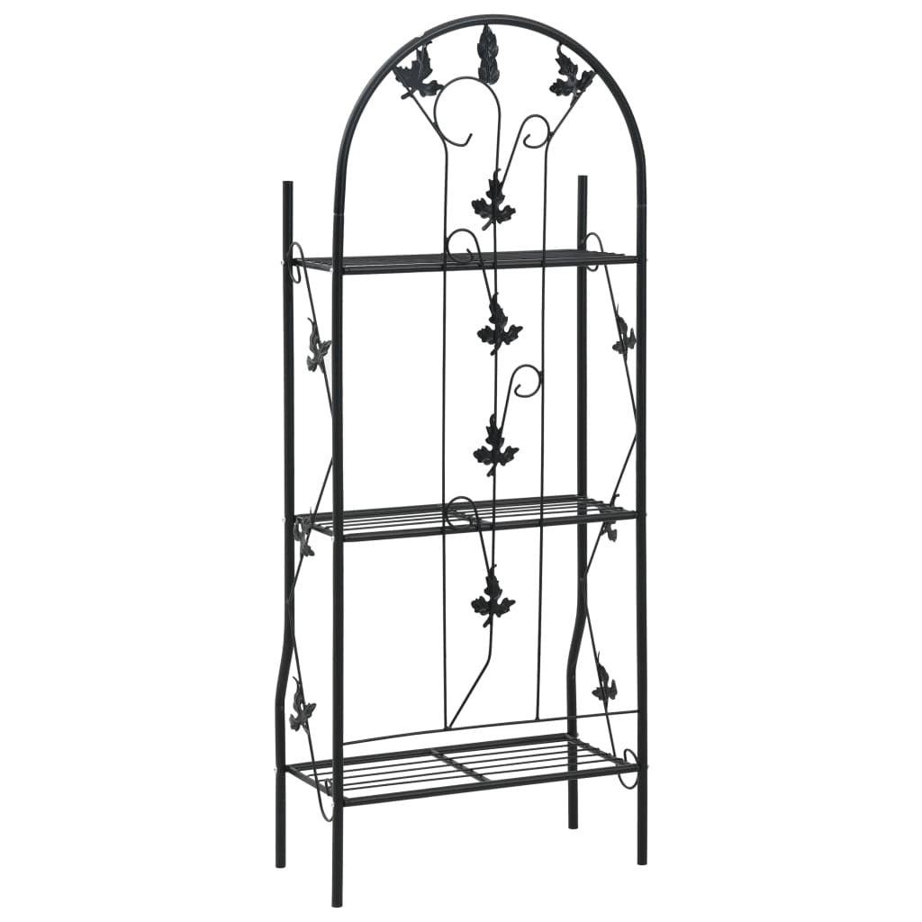 3-Layer Plant Rack Black 52x28x128 cm Iron