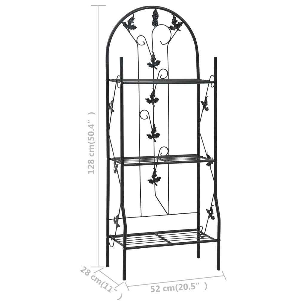 3-Layer Plant Rack Black 52x28x128 cm Iron