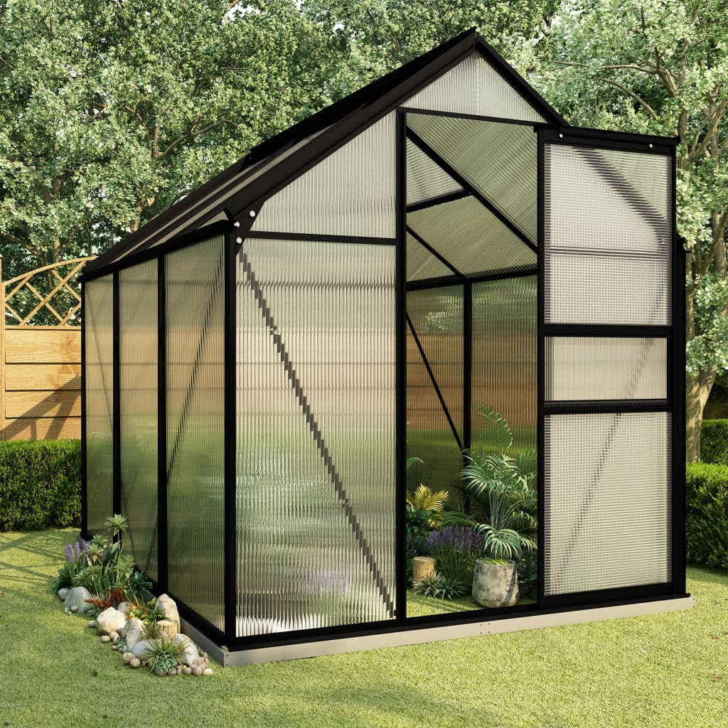 Greenhouse with Base Frame Anthracite Aluminium 3.61 m