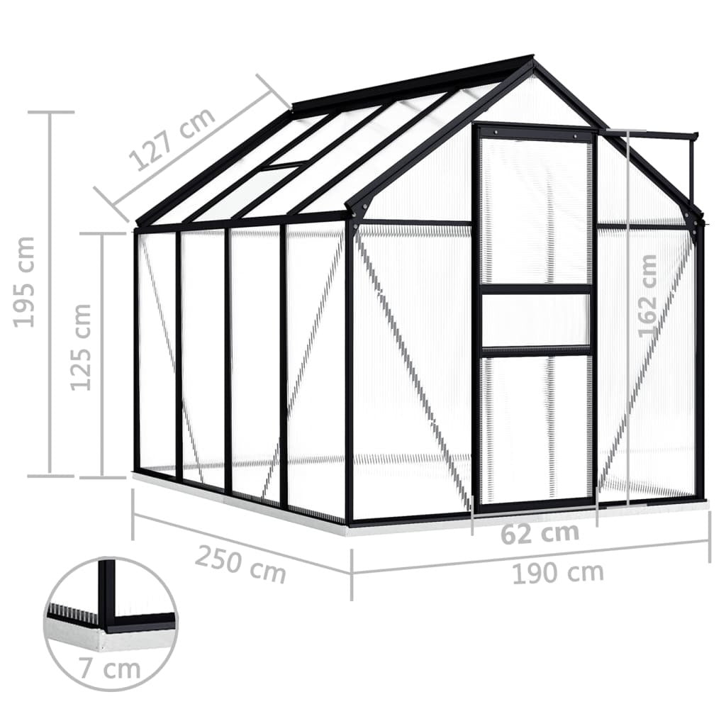 Greenhouse with Base Frame Anthracite Aluminium 4.75 m