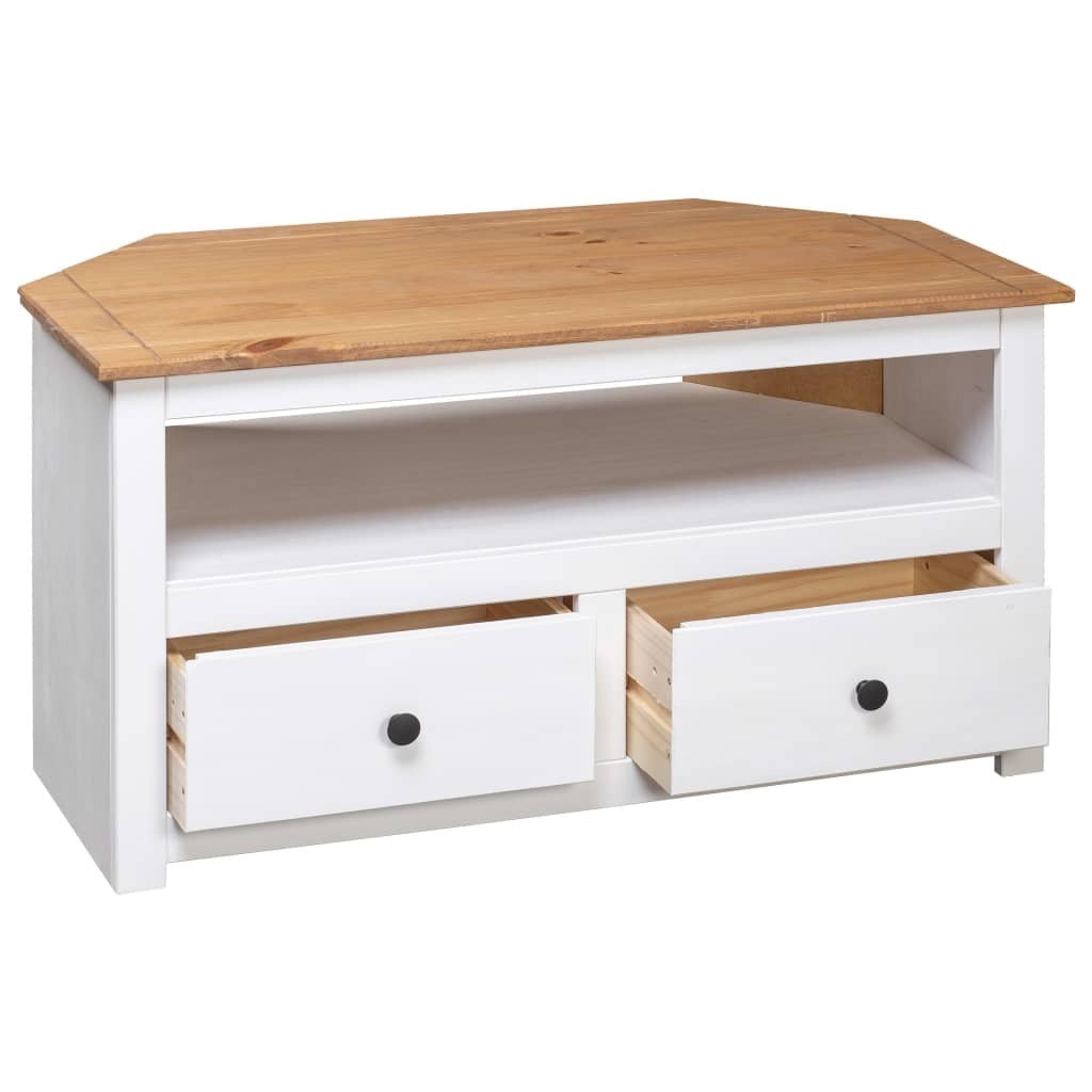  Corner TV Cabinet White 93x49x49 cm Solid Pine Panama Range