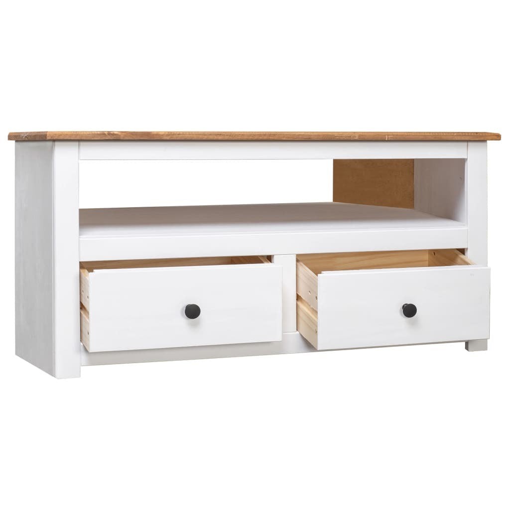  Corner TV Cabinet White 93x49x49 cm Solid Pine Panama Range