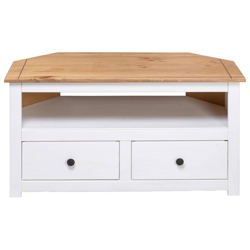  Corner TV Cabinet White 93x49x49 cm Solid Pine Panama Range