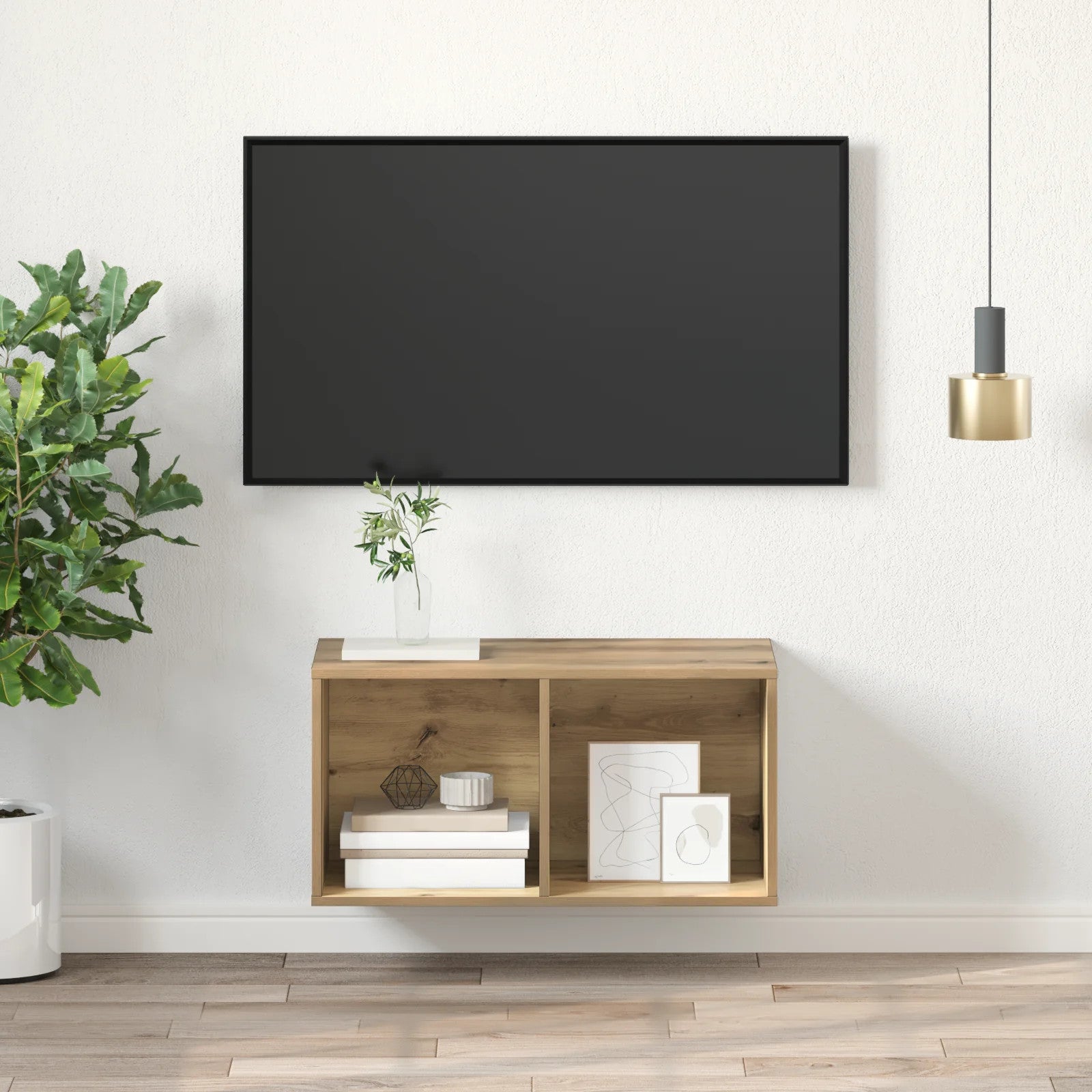  Wall Mounted TV Cabinet Artisan oak 37 x 37 x 72 cm