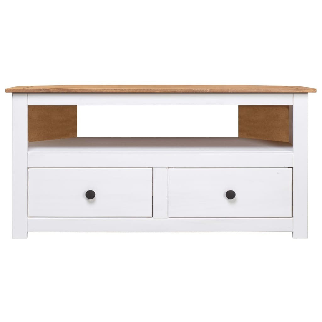  Corner TV Cabinet White 93x49x49 cm Solid Pine Panama Range