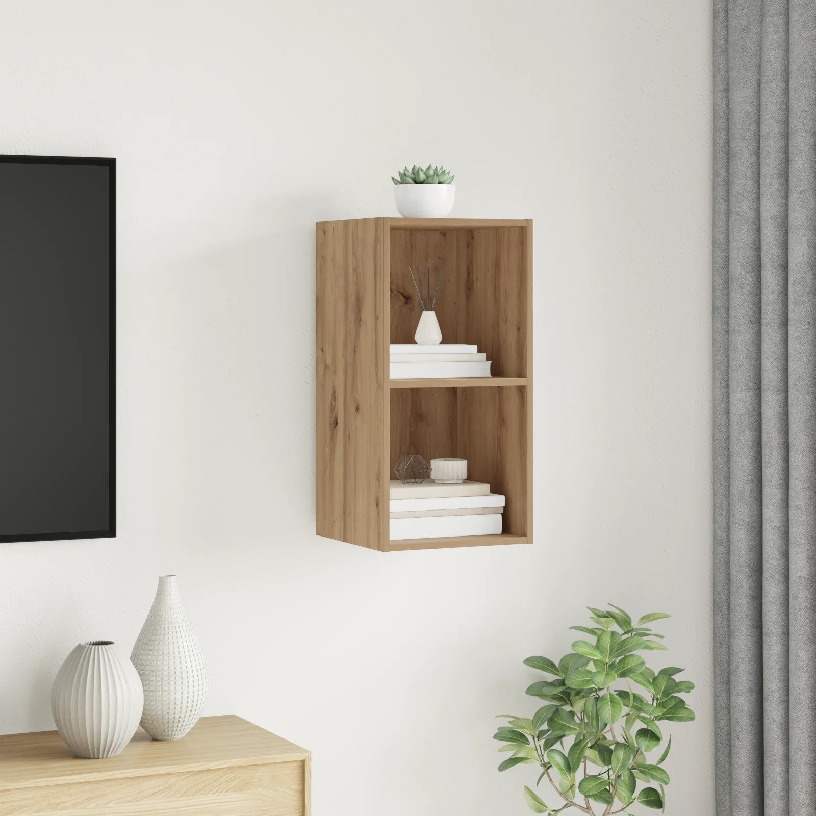  Wall Mounted TV Cabinet Artisan oak 37 x 37 x 72 cm
