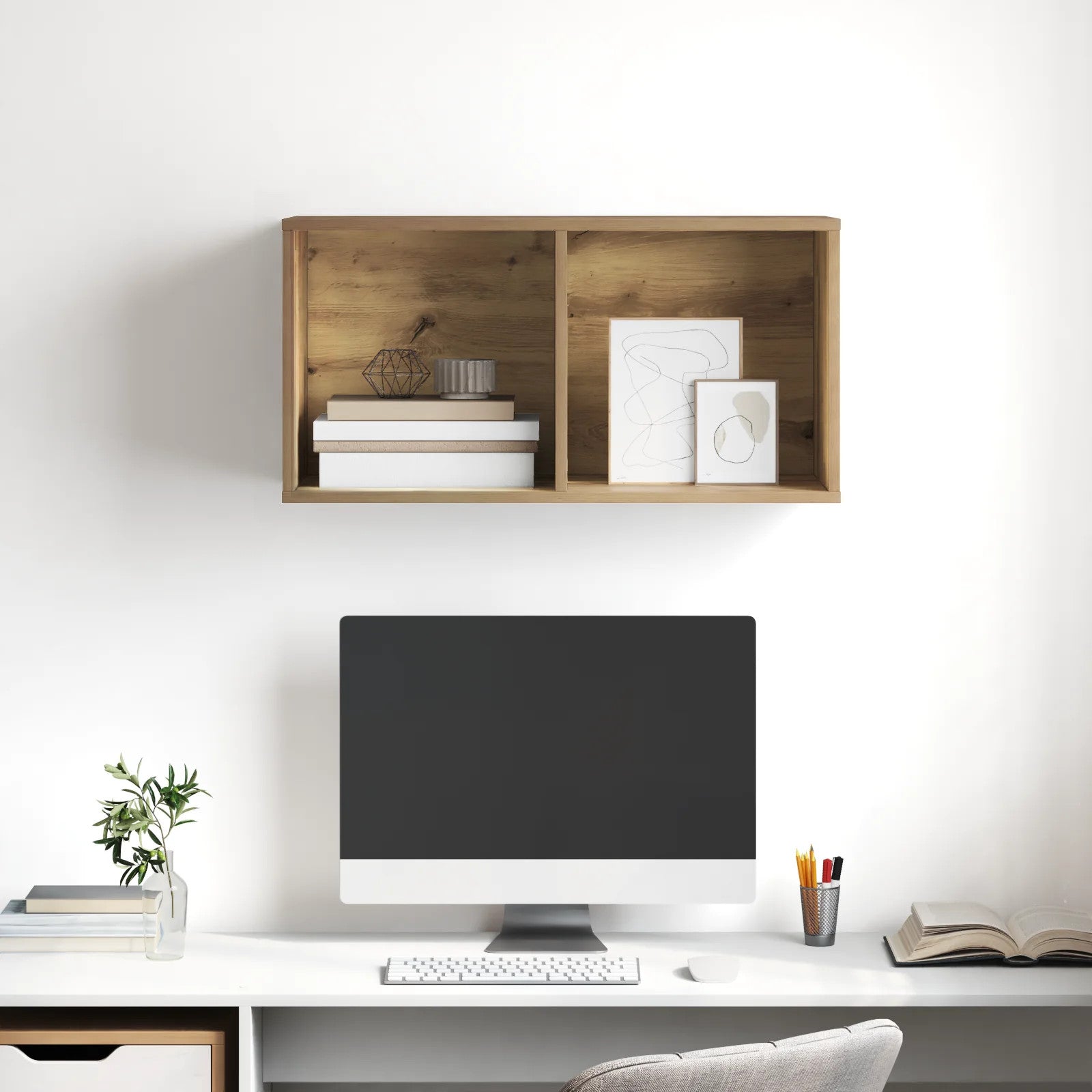  Wall Mounted TV Cabinet Artisan oak 37 x 37 x 72 cm