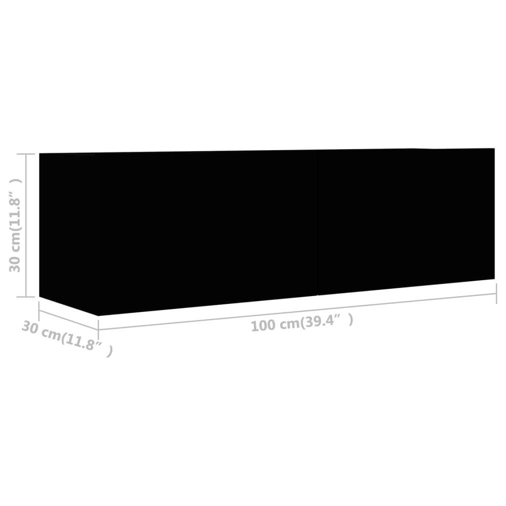  2 Piece TV Cabinet Set Black Engineered Wood